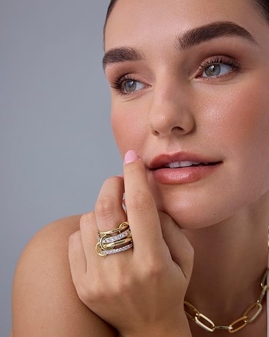 Interlock Stack Ring Set | Gold