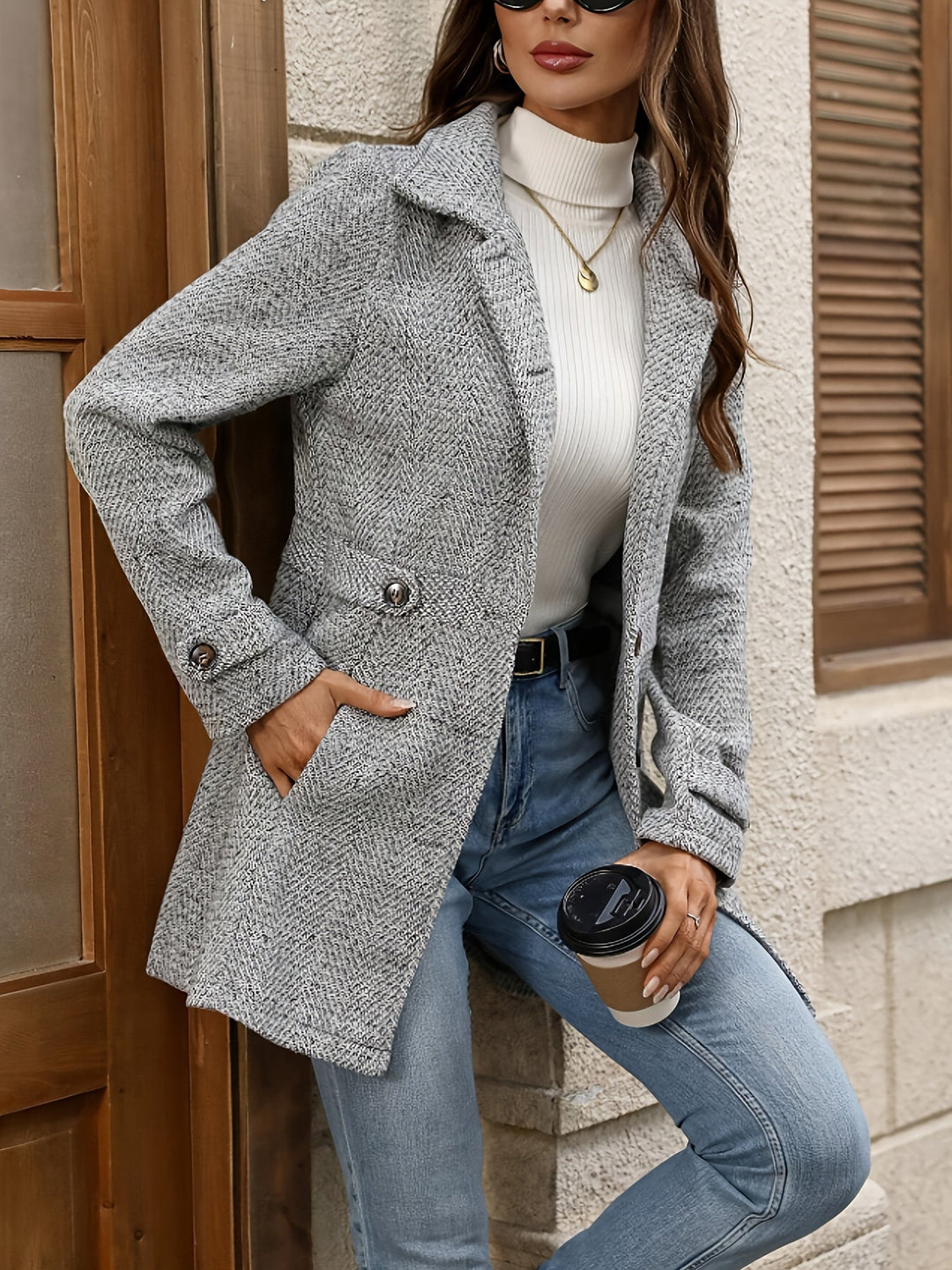 Pemberley™ | Women's Herringbone Mid-Length Winter Coat