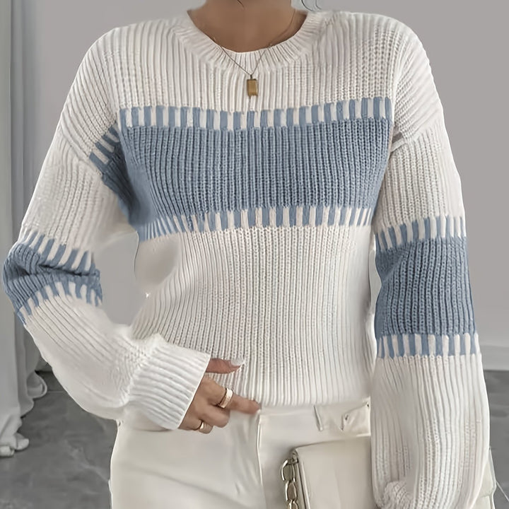 Thomasin™ | Women's Colour Block Striped Drop Shoulder Sweater