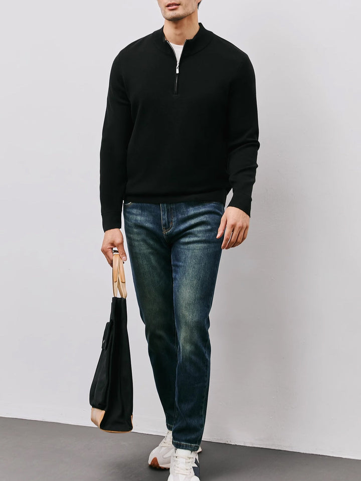 Thaddeus™ | Men's Quarter Zip Sweater with Stand Collar