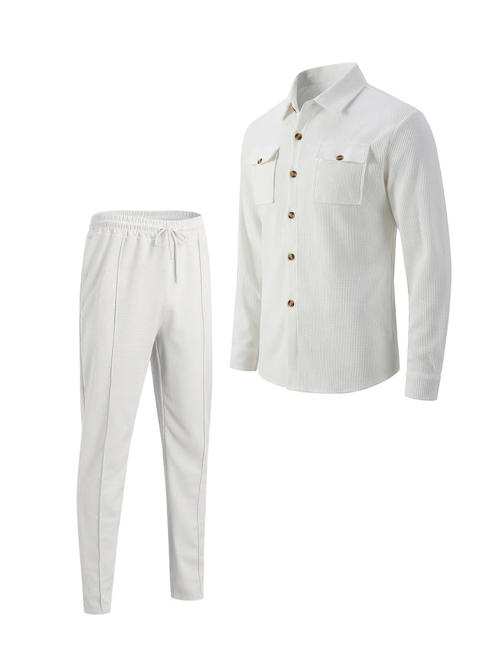 Valerian™ | Men's Two Piece Set with Button Front Shirt Jacket and Drawstring Trousers