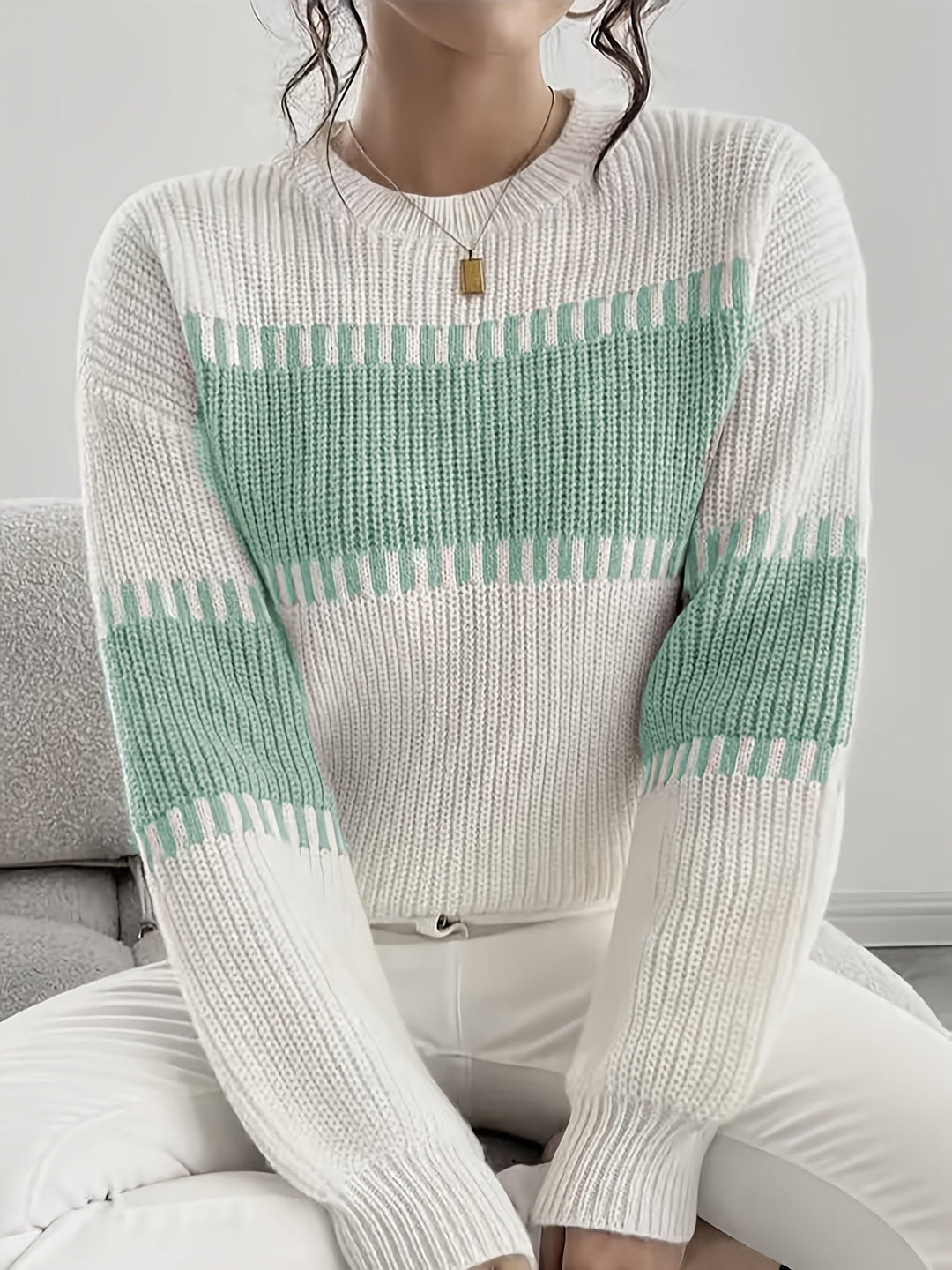 Thomasin™ | Women's Colour Block Striped Drop Shoulder Sweater