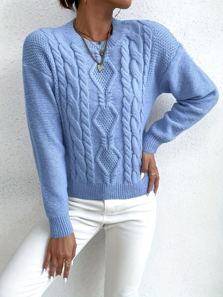 Alys™ | Women's Chunky Cable Knit Drop Shoulder Sweater