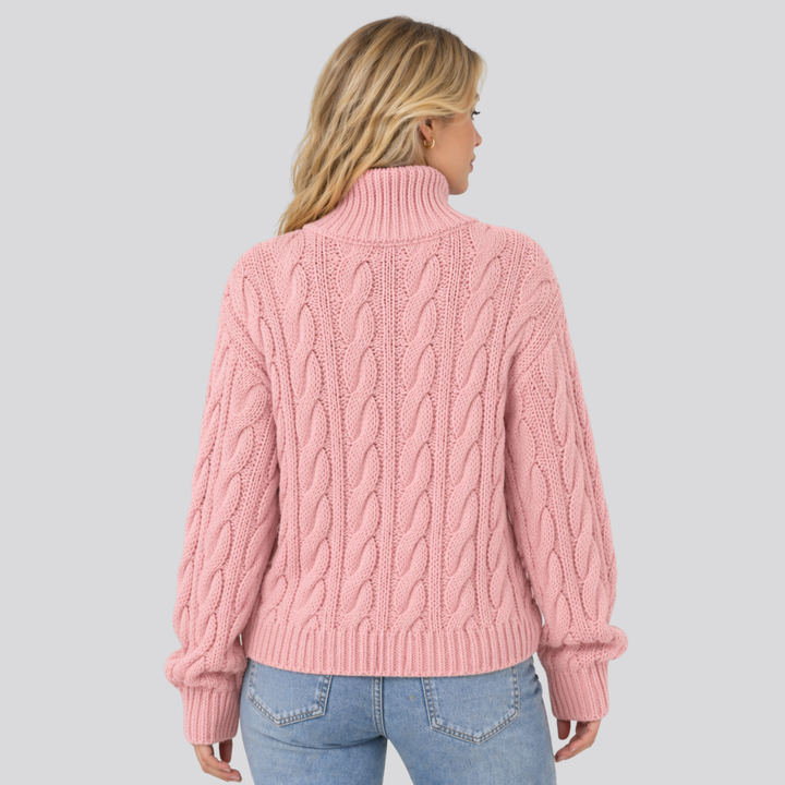 Emeline™ | Merino Wool Funnel Neck Sweater with Textured Knit