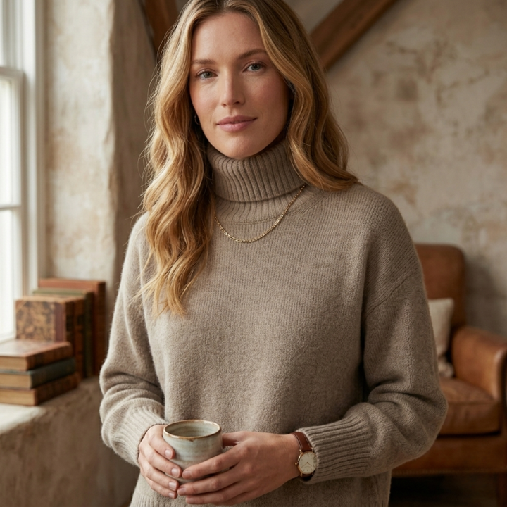 Linnea™ | Brushed Merino Wool Oversized Turtleneck Sweater