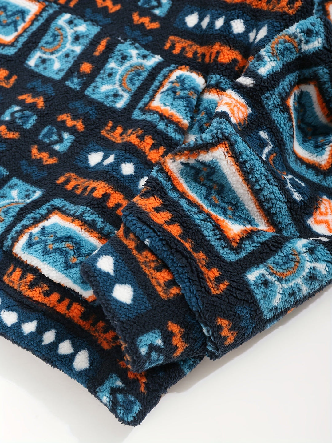 Ashton™ | Men's Geometric Pattern Plush Hoodie with Kangaroo Pocket
