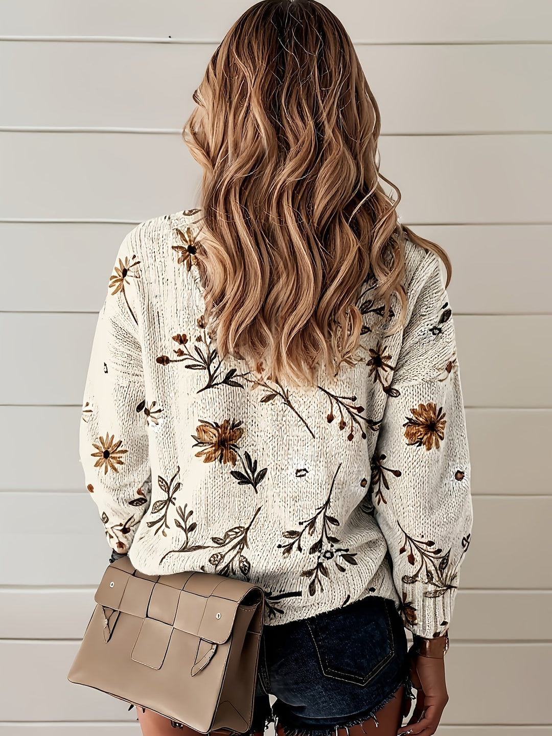 Mirabelle™ | Women's Floral Print V Neck Knit Sweater