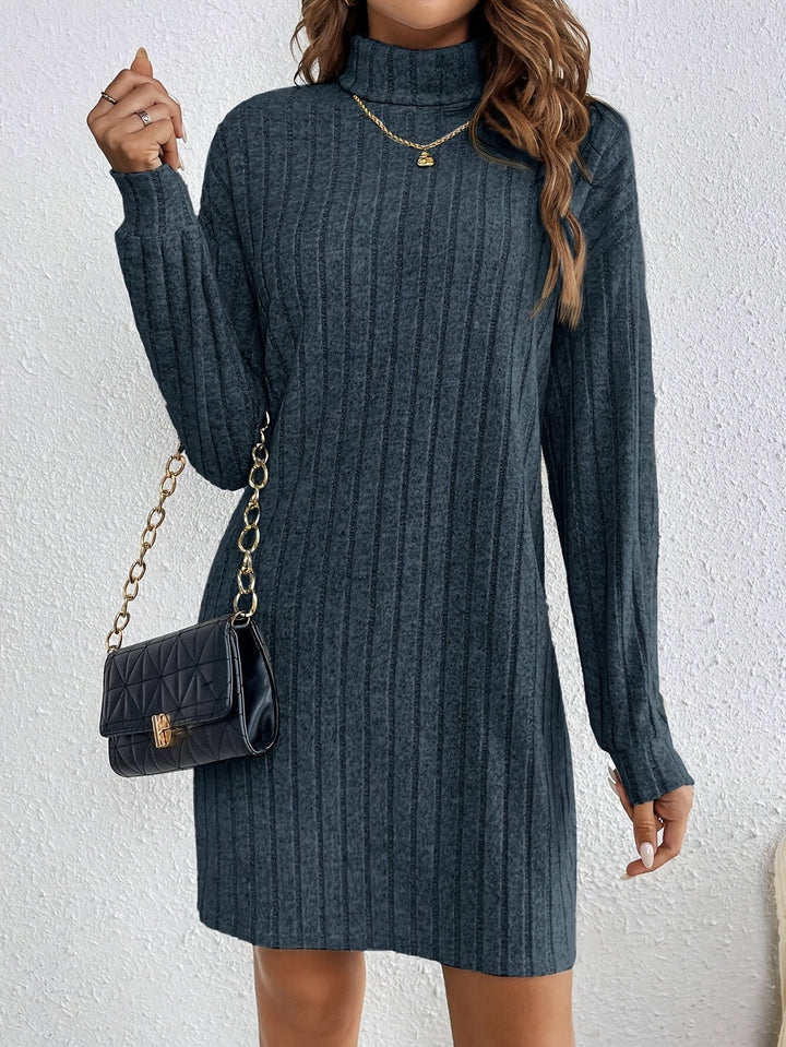 Cadence™ | Women's Long Sleeve Ribbed Turtleneck Sweater Dress