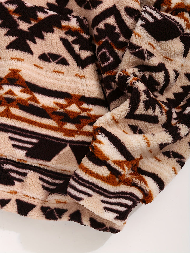 Ashton™ | Men's Geometric Pattern Plush Hoodie with Kangaroo Pocket