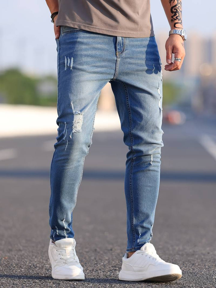 Dario™ | Men's Slim Stretch Jeans with Distressed Details