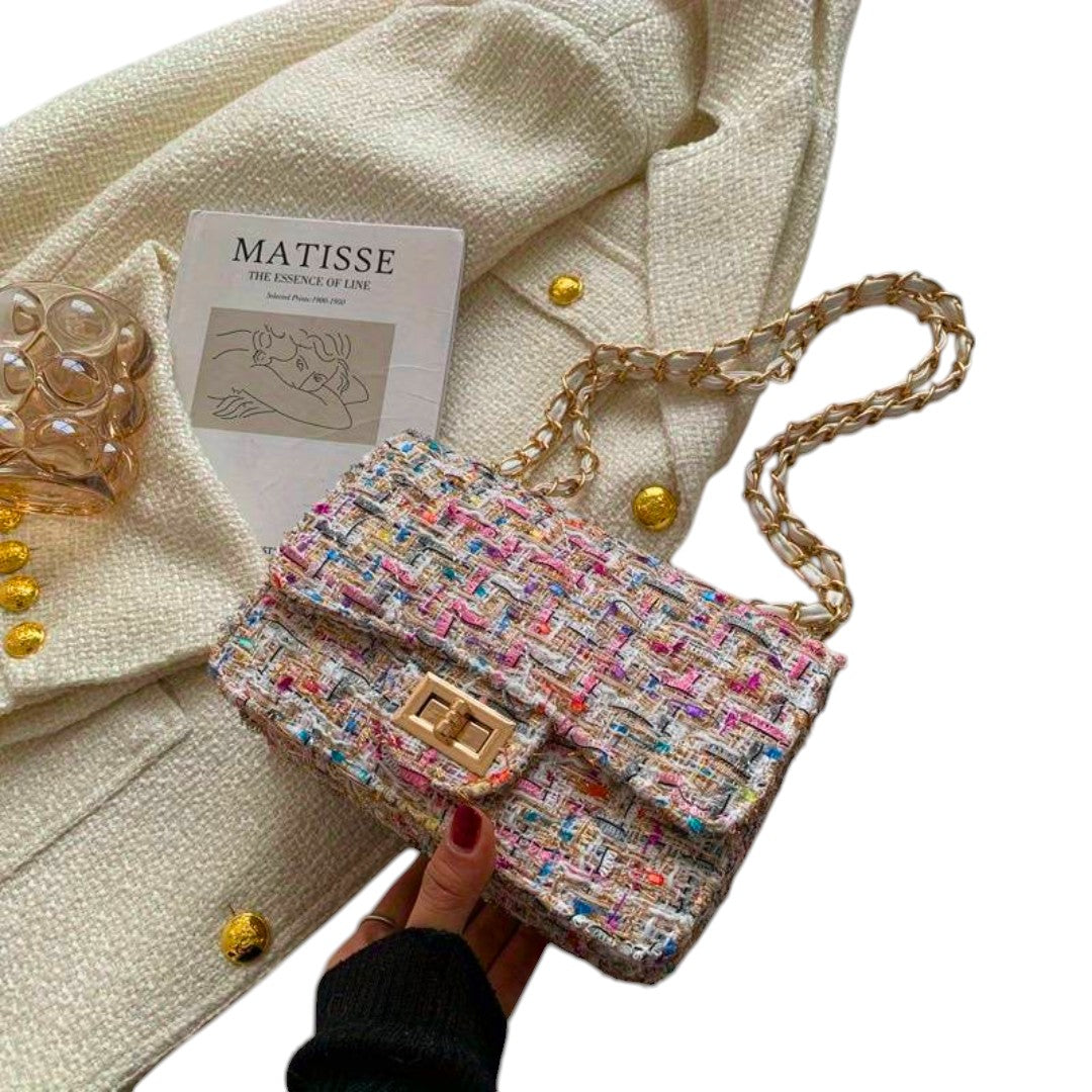 Colombe™ | Tweed Chain Flap Bag