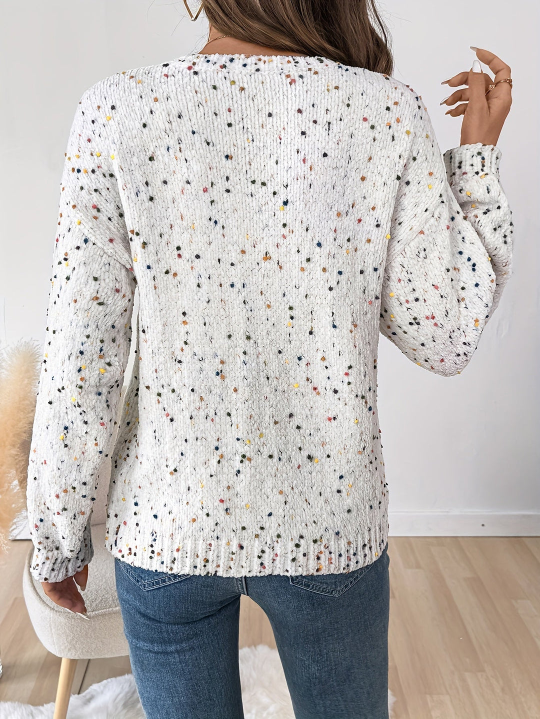 Honorine™ | Women's Speckled Round Neck Knit Sweater