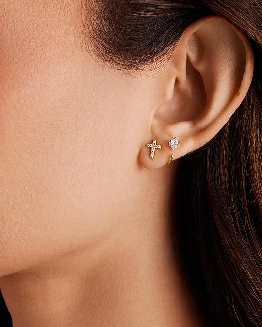 Pavé Cross Studs | Gold