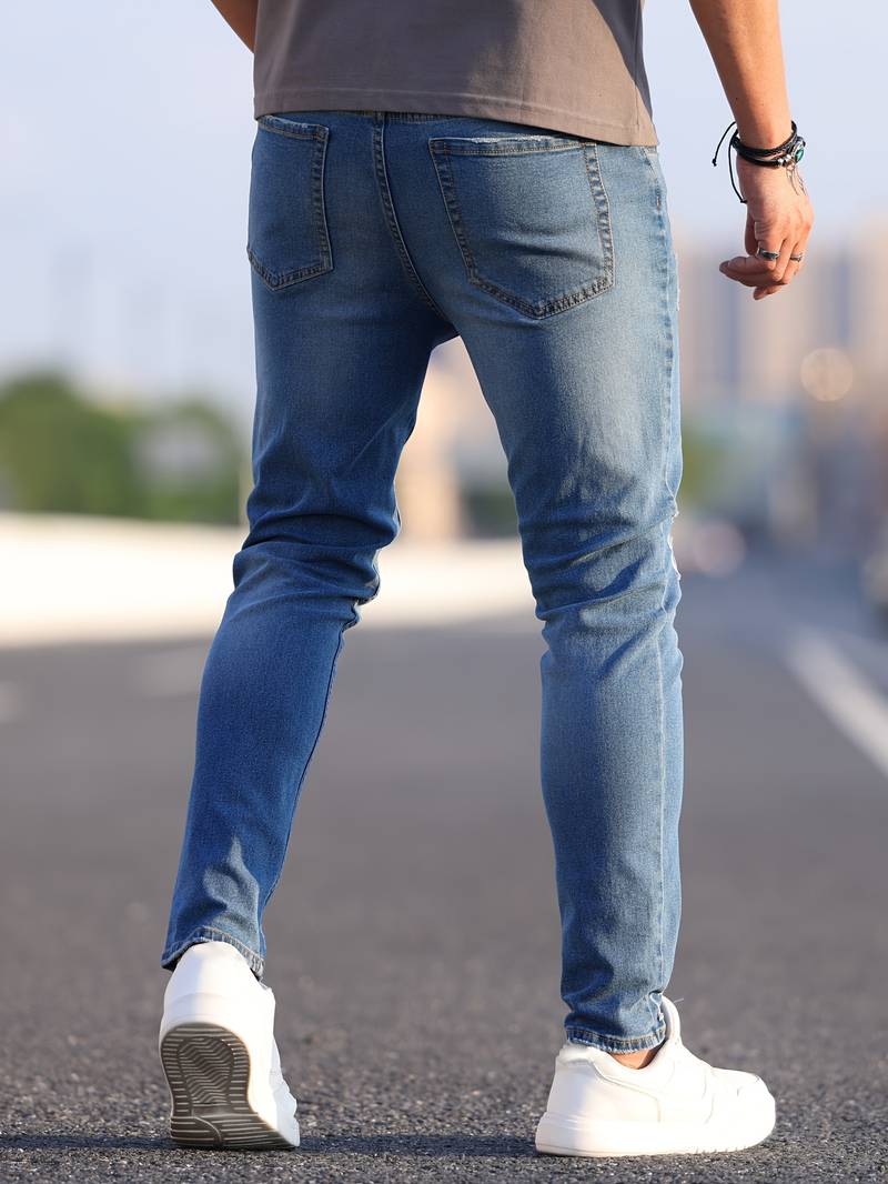 Dario™ | Men's Slim Stretch Jeans with Distressed Details