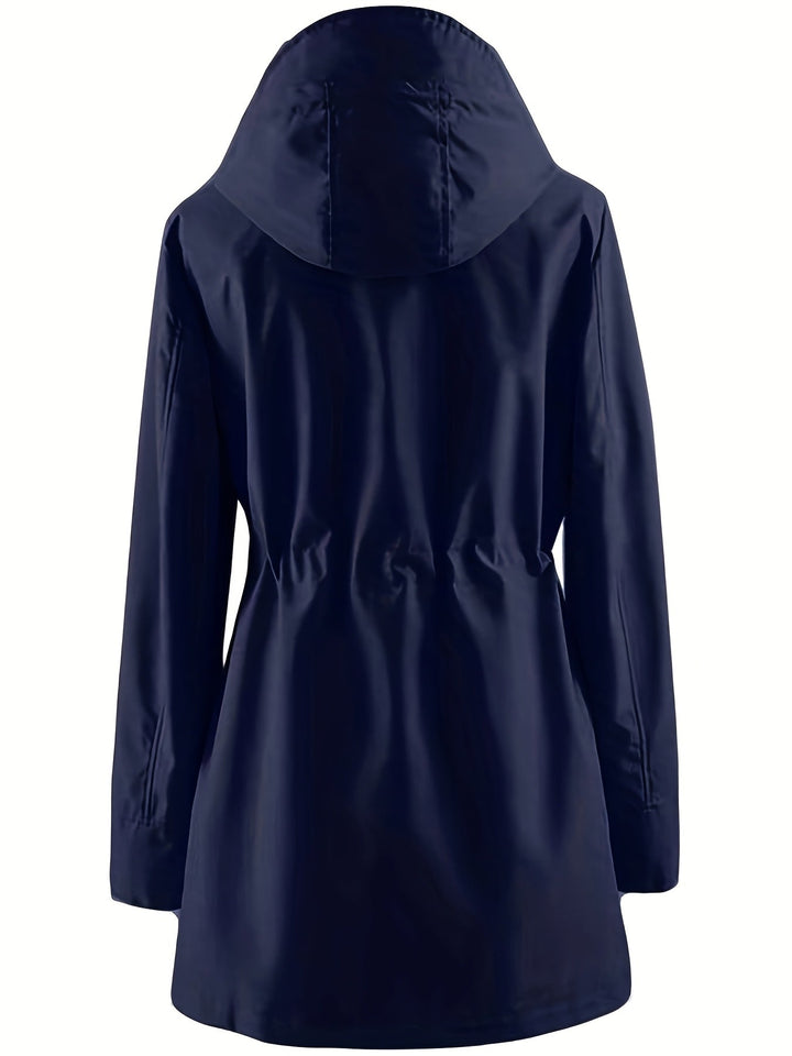 Joyce™ | Women's Hooded Drawstring Rain Jacket in Plus Sizes
