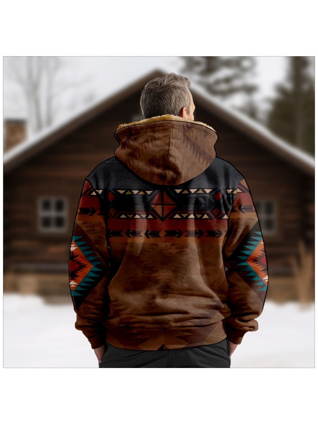 Braxton™ | Men's Southwestern Hooded Zip Jacket with Plush Lining