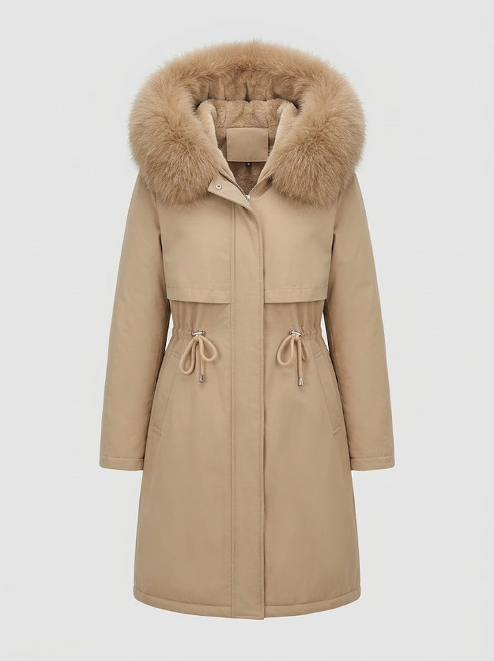 Delyth™ | Women's Longline Hooded Winter Parka with Faux Fur Trim Hood