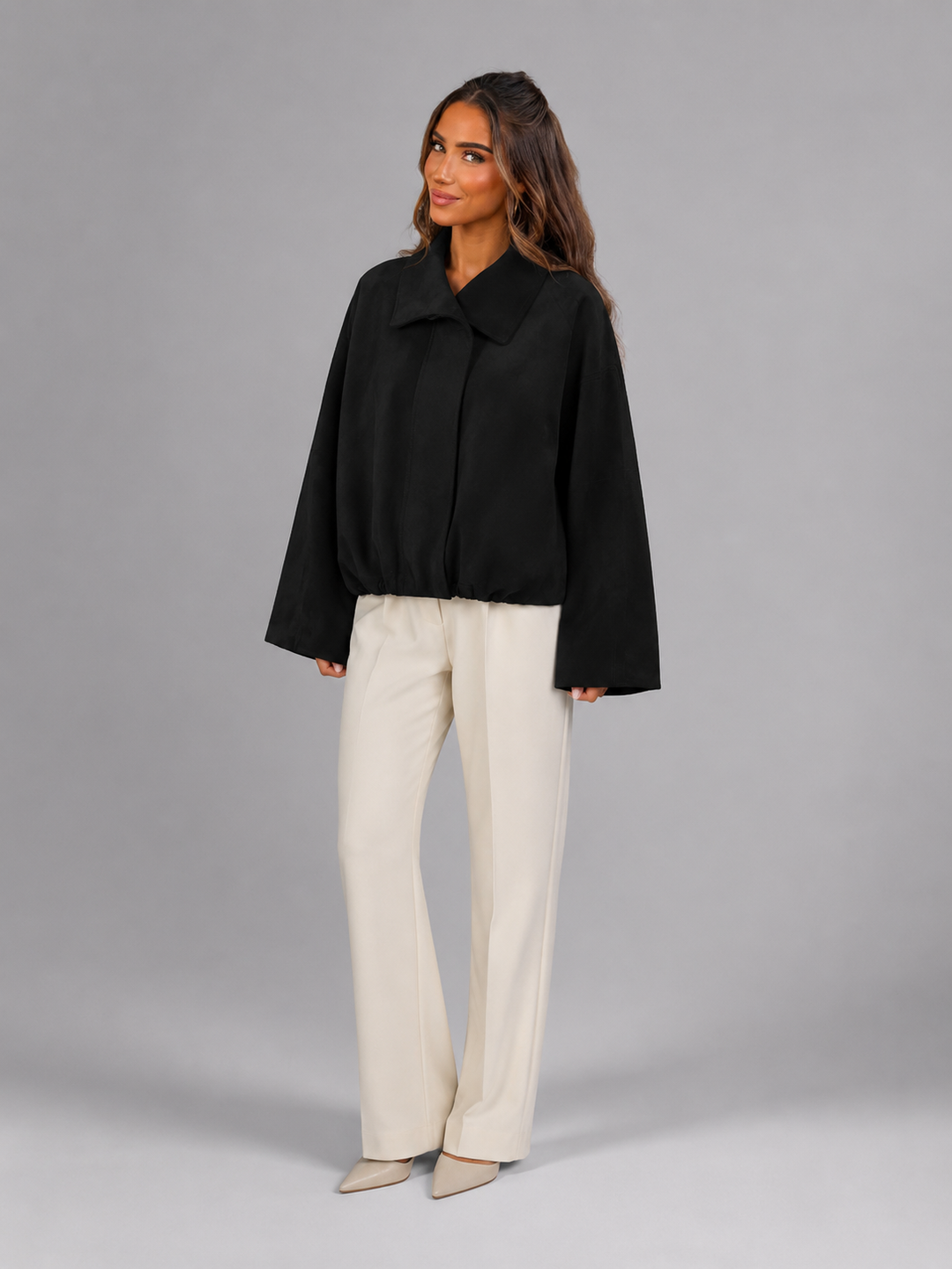 Faux Suede Oversized Shirt Jacket