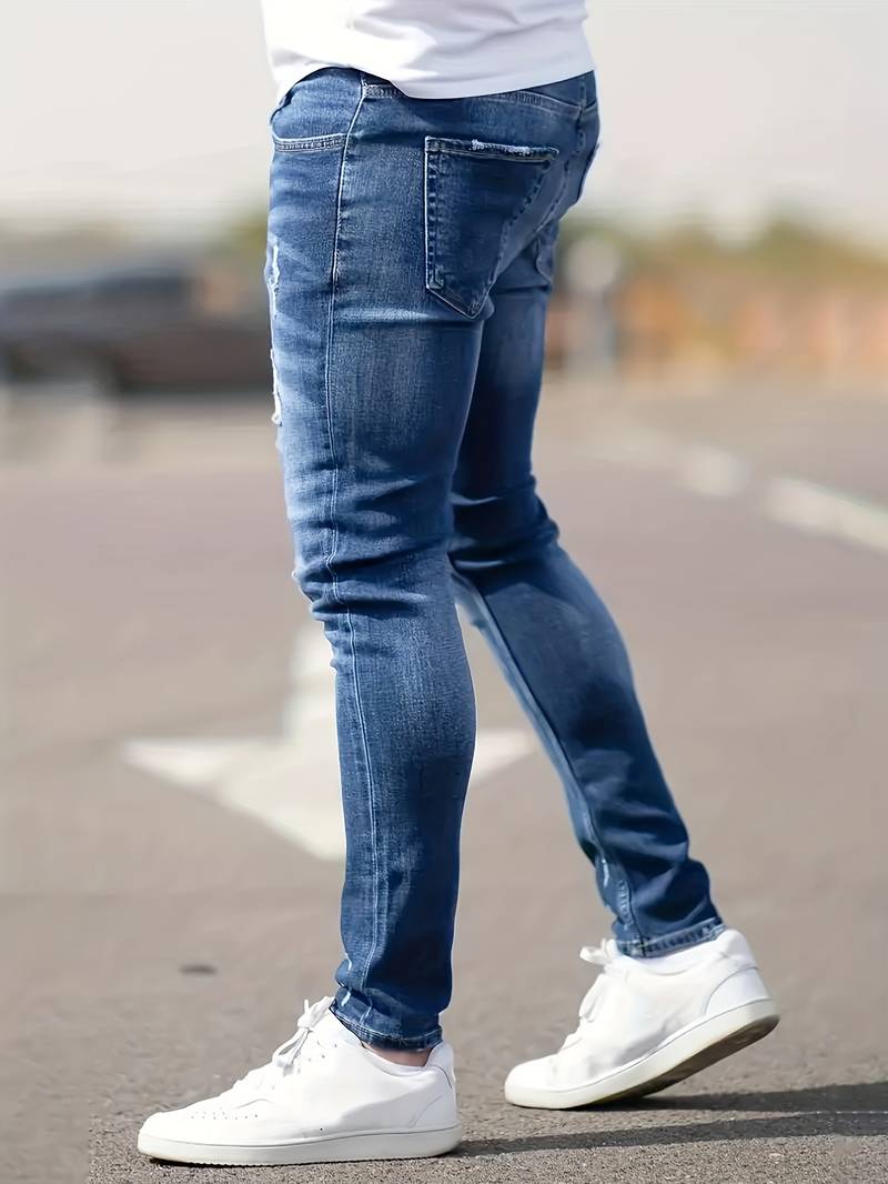 Dario™ | Men's Slim Stretch Jeans with Distressed Details