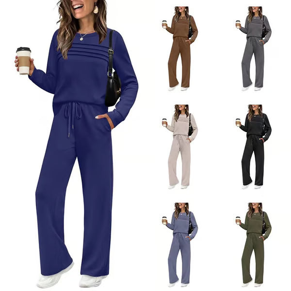 Saya™ | Elegant Set with Round Neck Top & Drawstring Trousers