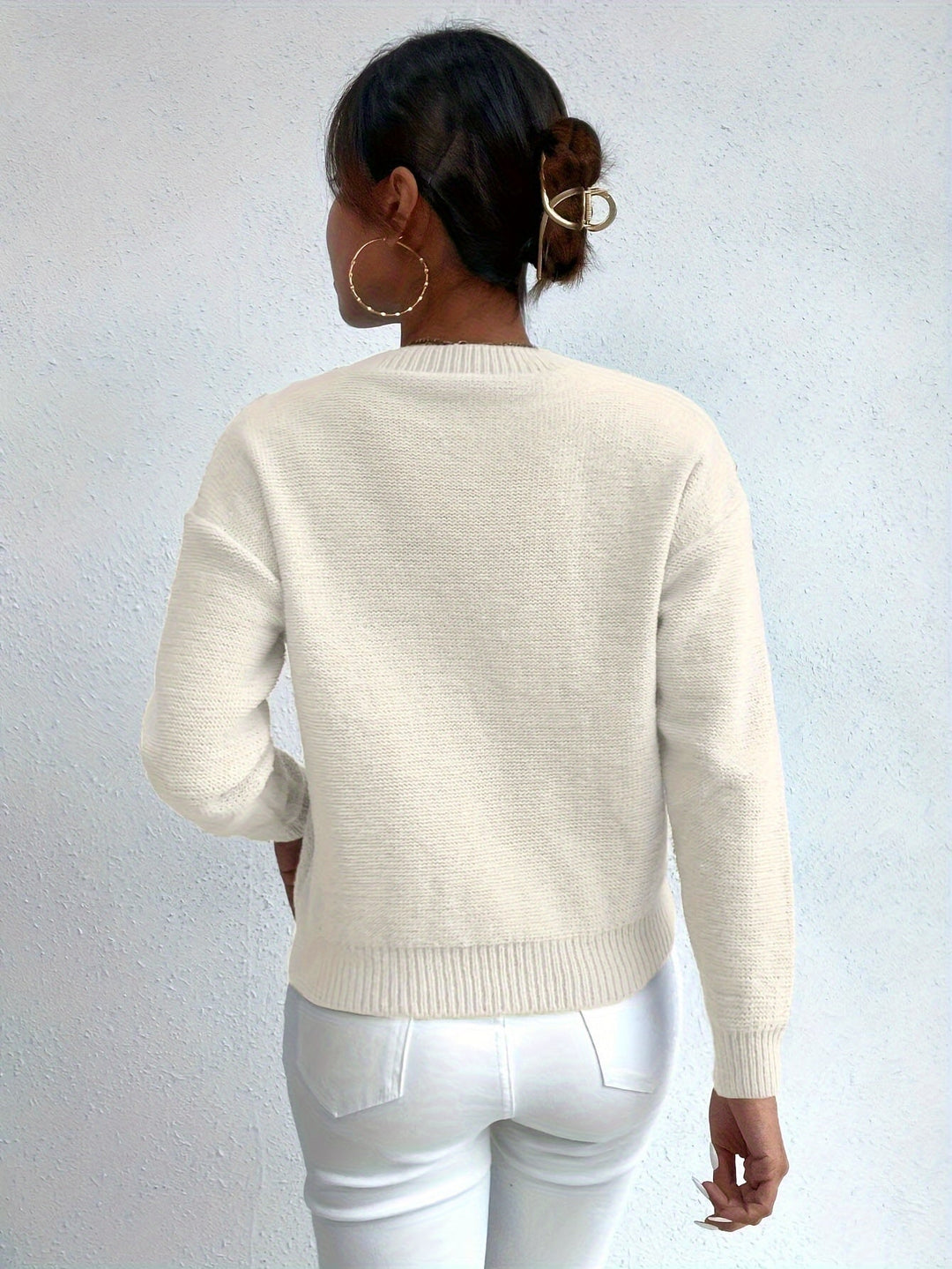 Alys™ | Women's Chunky Cable Knit Drop Shoulder Sweater