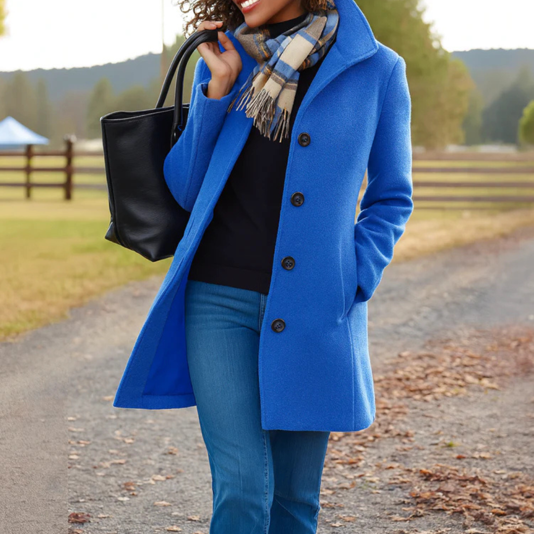 Liselotte™ | Women's Long Single Breasted Winter Coat with Notch Collar