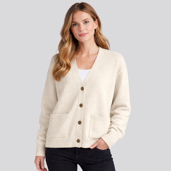 Astrid™ | Fine Knit Button-Front Cardigan with Ribbed Cuffs