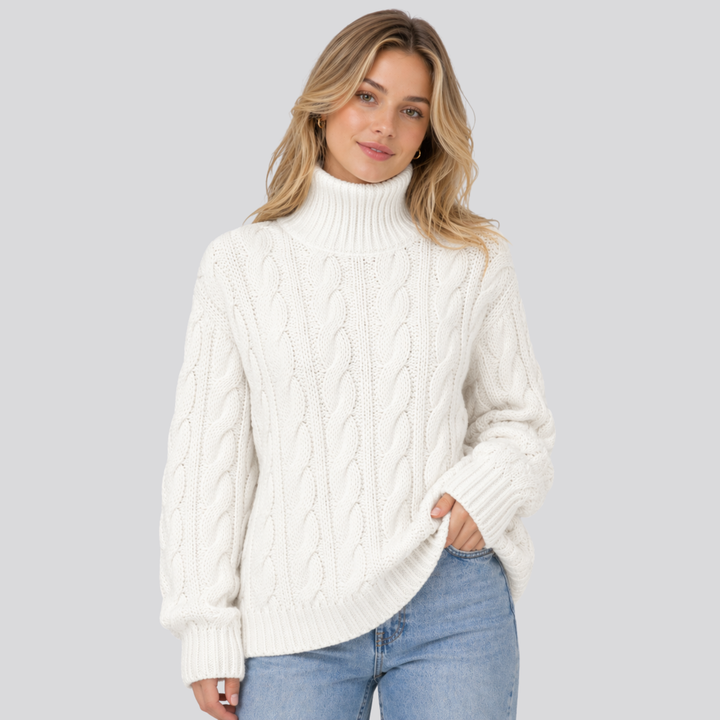 Emeline™ | Merino Wool Funnel Neck Sweater with Textured Knit