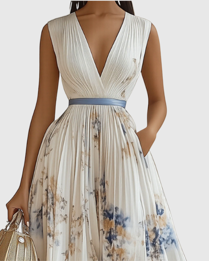 Rowella™ | Elegant Pleated Maxi Dress
