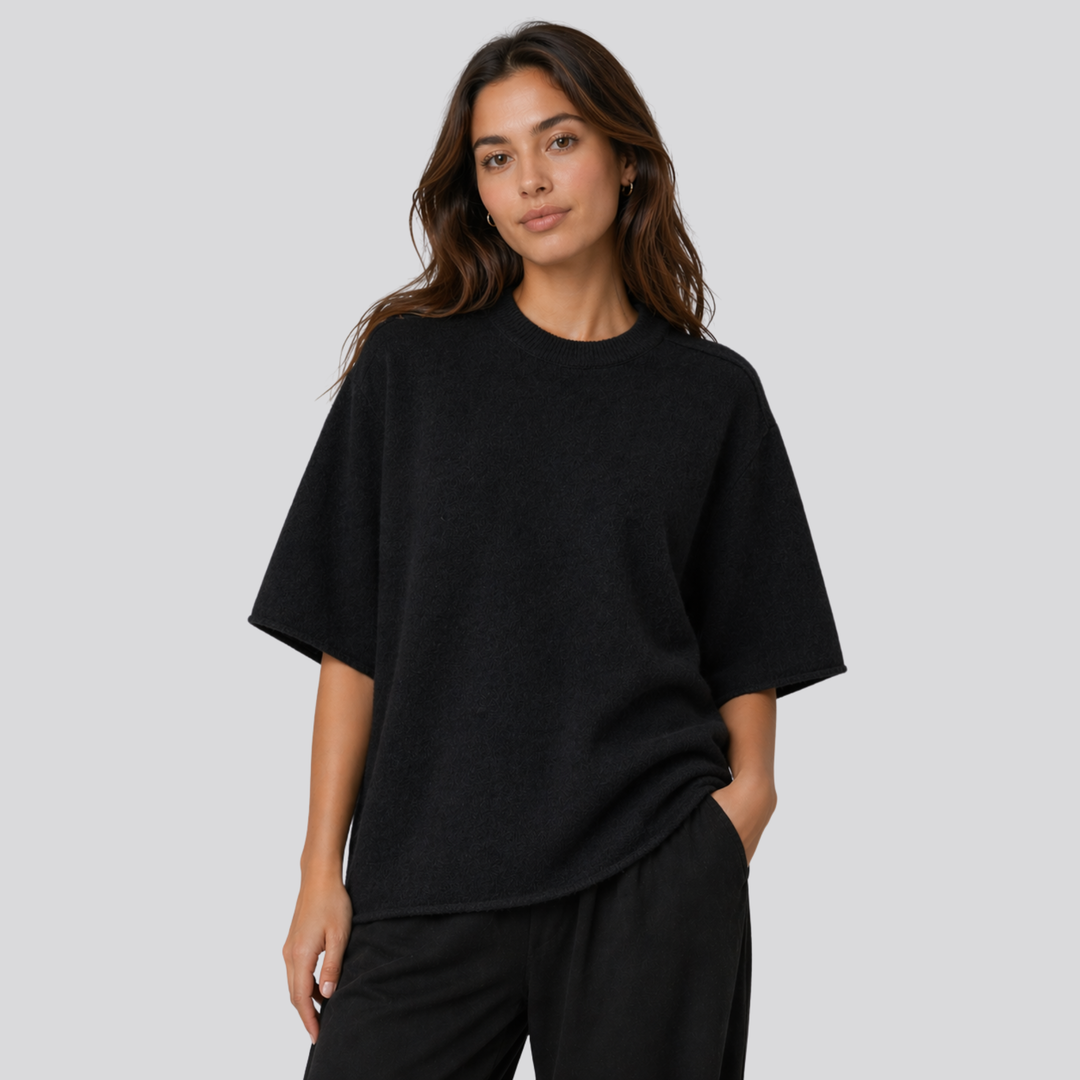 Caelia™ | Oversized Merino Wool T-Shirt with Dropped Shoulders
