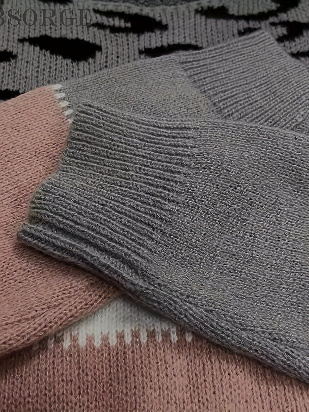 Solenne™ | Women's Colour Block Knit Sweater with Leopard Print Yoke