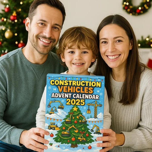 Construction Vehicle Advent Calendar with 24 Mini Vehicle Ornaments