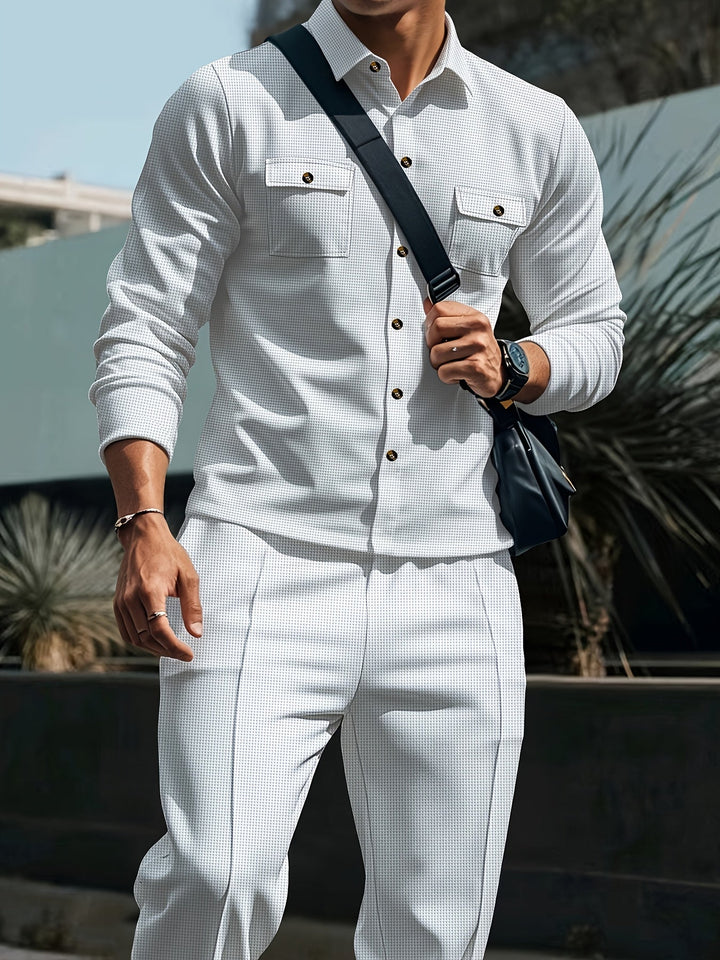 Valerian™ | Men's Two Piece Set with Button Front Shirt Jacket and Drawstring Trousers