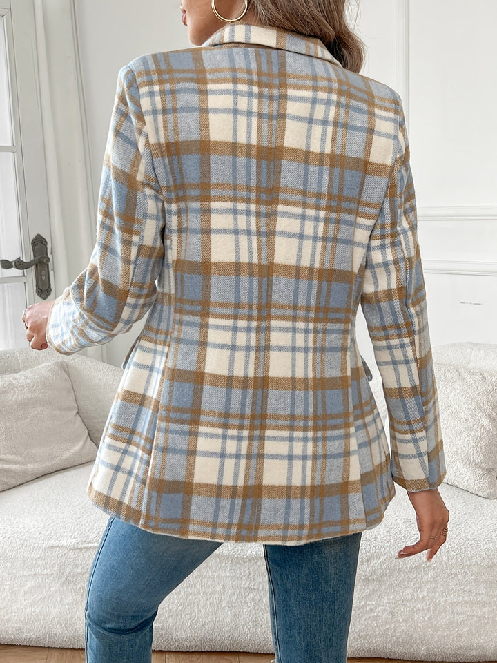 Pernilla™ | Women's Checked Single Button Blazer with Pockets