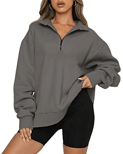 Velma™ | Women's Oversized Half Zip Collared Sweatshirt