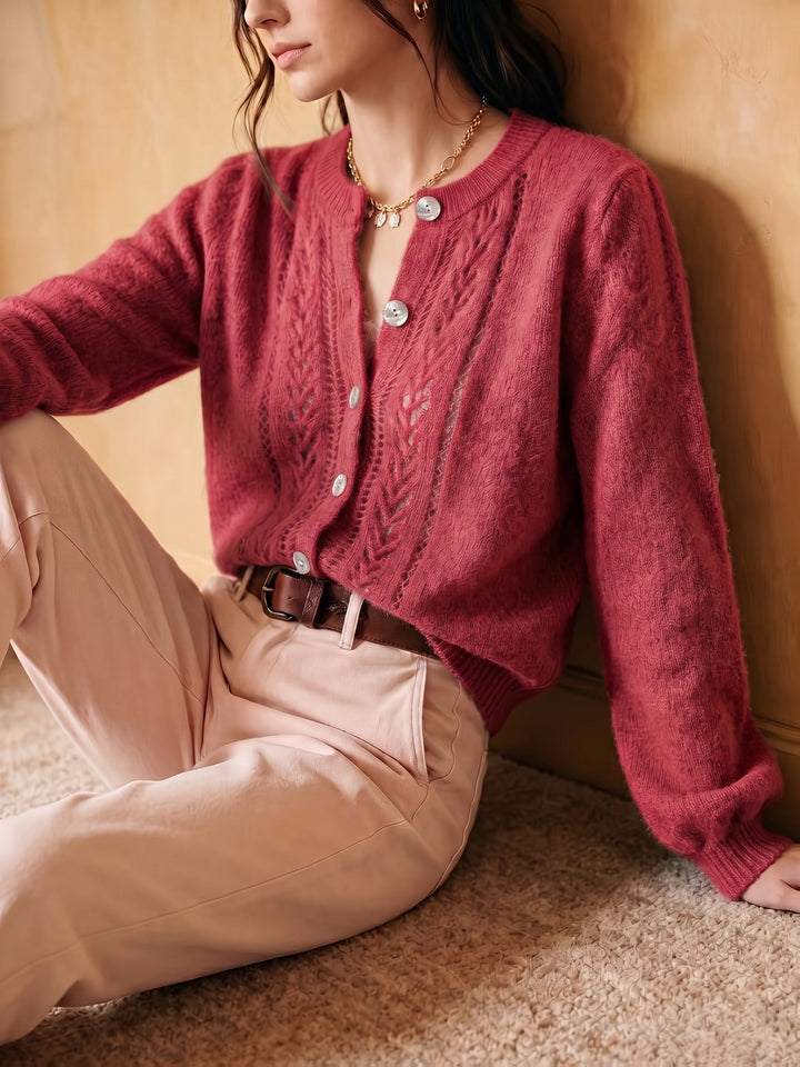 Jacinta™ | Women's Textured Open Knit Button Front Cardigan