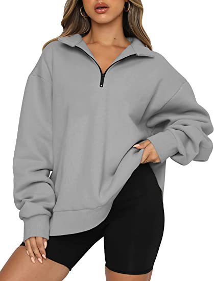Velma™ | Women's Oversized Half Zip Collared Sweatshirt