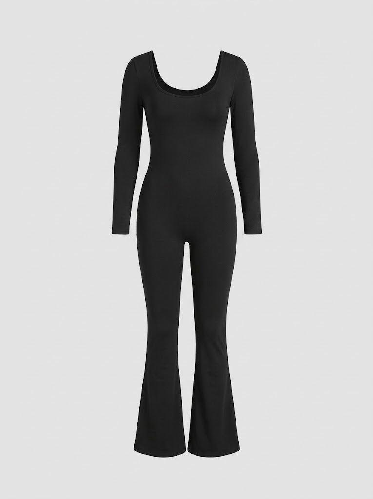 Ximena™ | Women's Square Neck Long Sleeve Flared Leg Jumpsuit