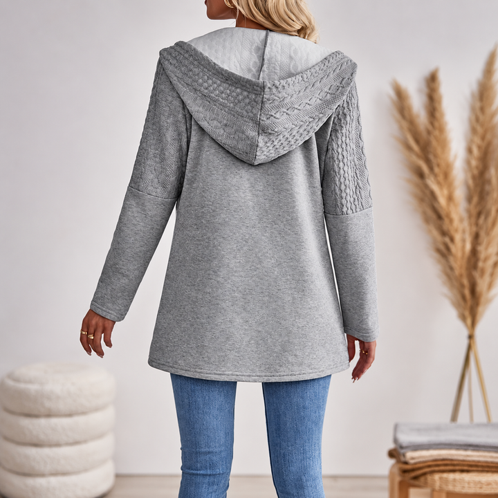 Segolene™ | Women's Cable Knit Longline Zip-Up Hoodie