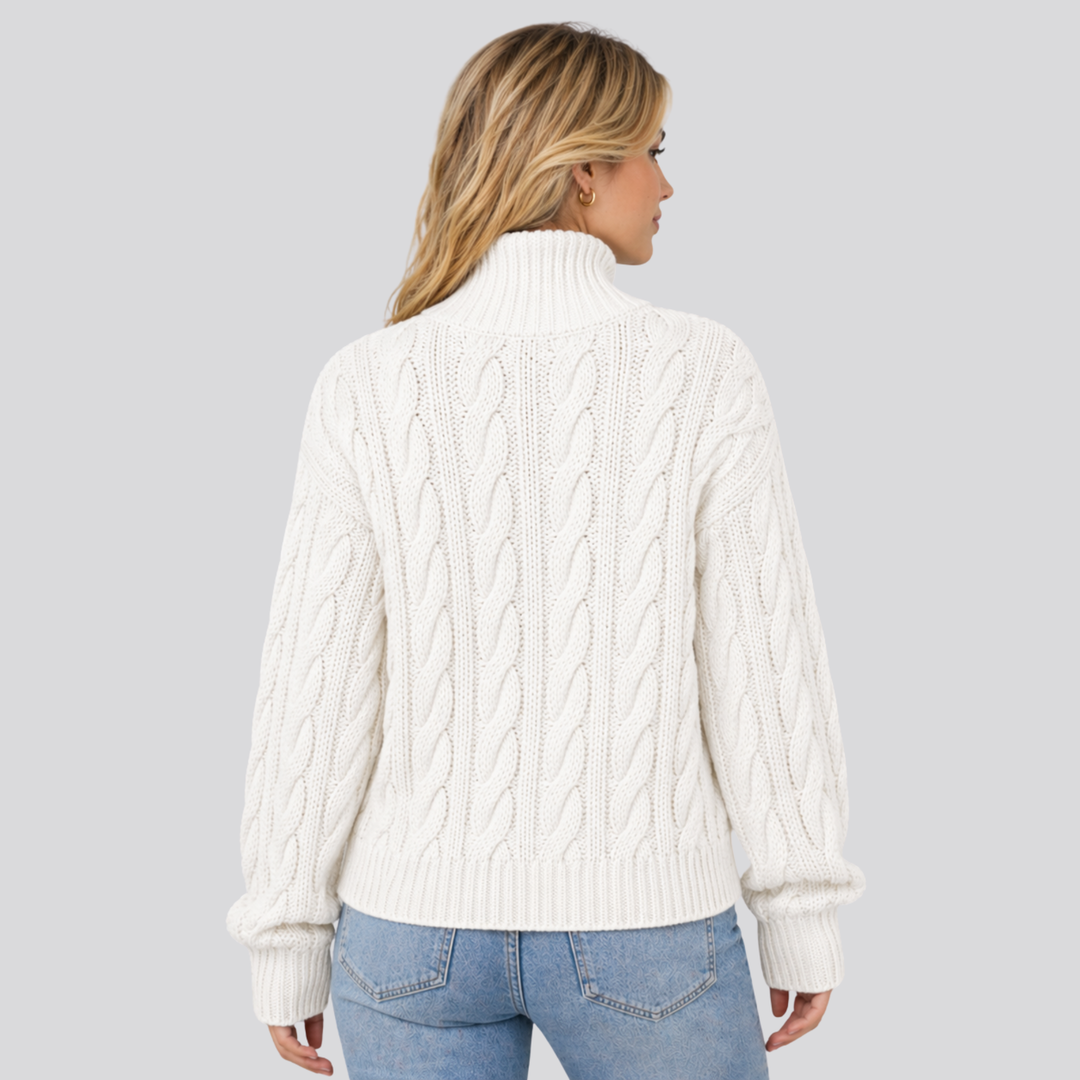 Emeline™ | Merino Wool Funnel Neck Sweater with Textured Knit