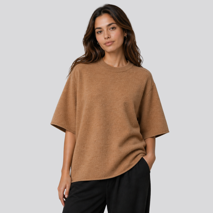 Caelia™ | Oversized Merino Wool T-Shirt with Dropped Shoulders