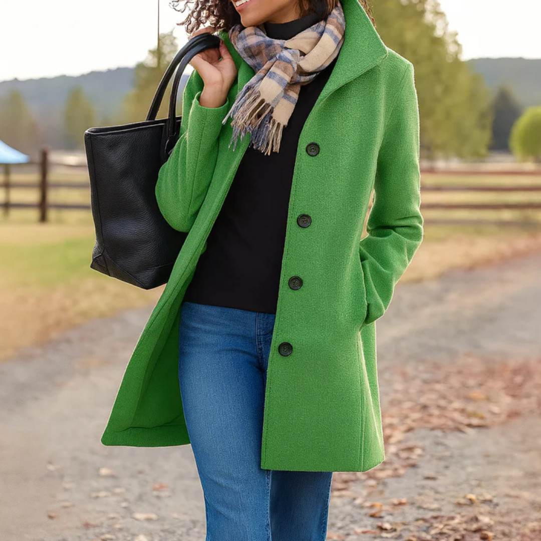 Liselotte™ | Women's Long Single Breasted Winter Coat with Notch Collar