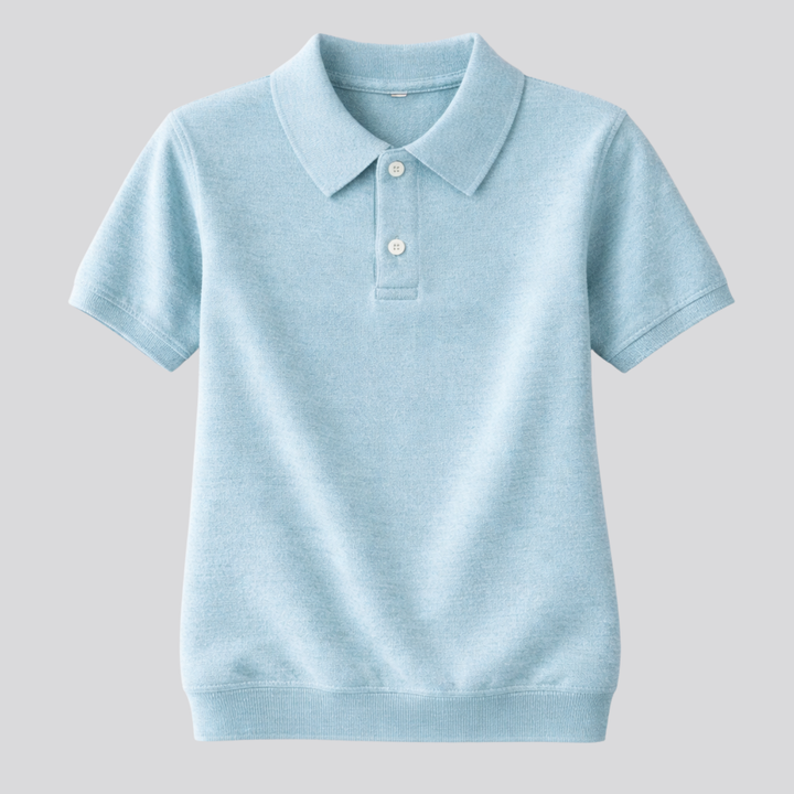 Idalia™ | Merino Wool Short Sleeve Knit Polo with Open Collar