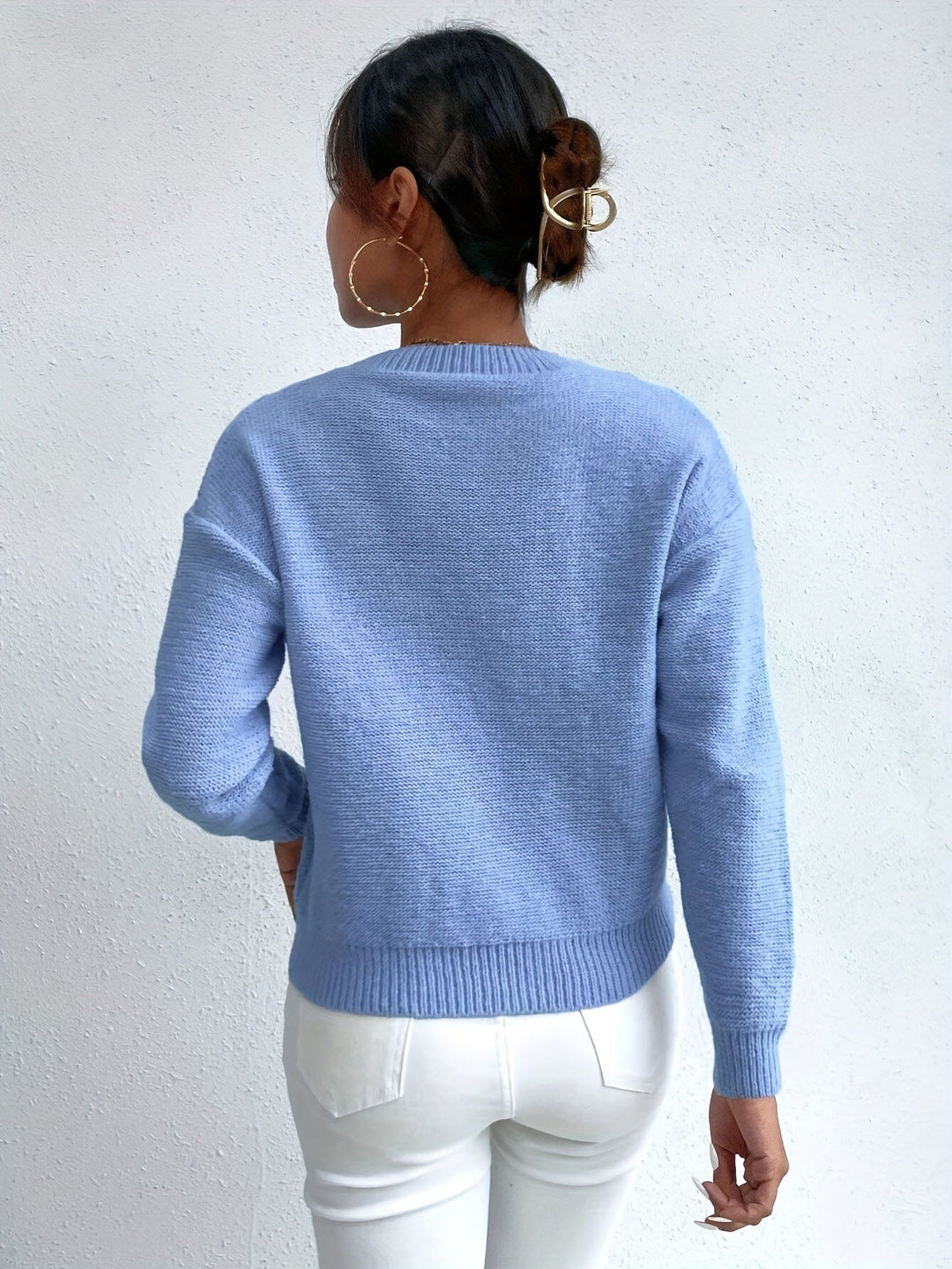 Alys™ | Women's Chunky Cable Knit Drop Shoulder Sweater