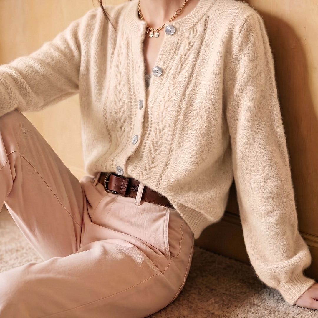 Jacinta™ | Women's Textured Open Knit Button Front Cardigan