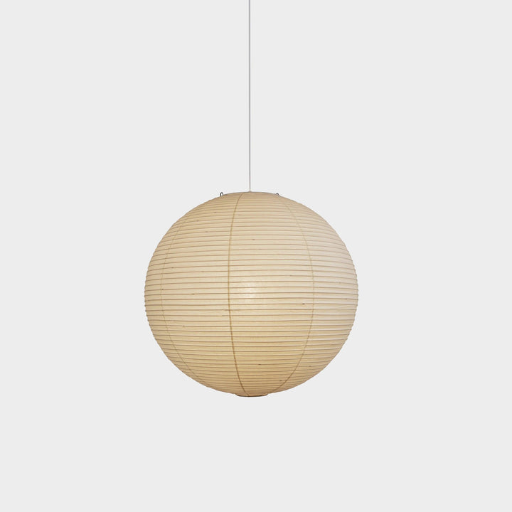 Rice Paper Globe Pendant Light with Ribbed Shade — view 4