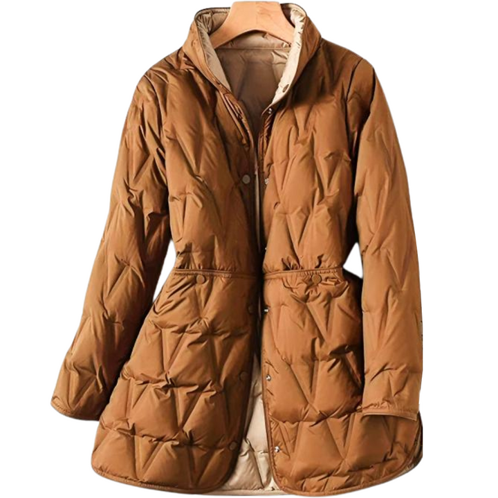 Clemency™ | Women's Longline Quilted Down Coat with Defined Waist