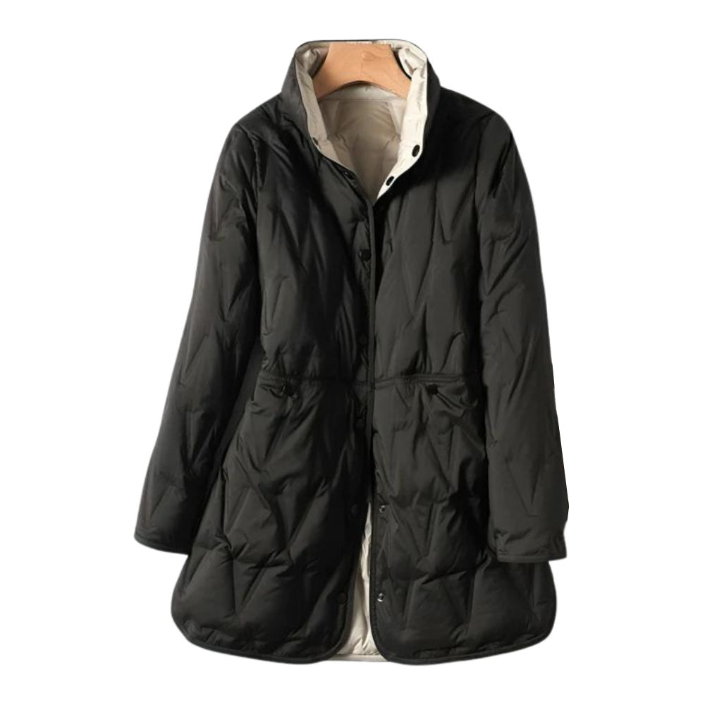 Clemency™ | Women's Longline Quilted Down Coat with Defined Waist