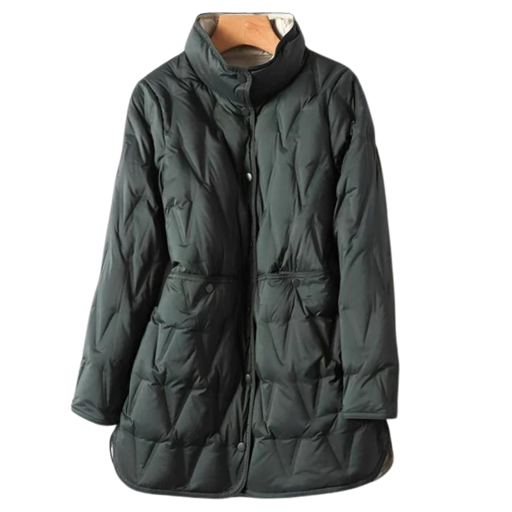 Clemency™ | Women's Longline Quilted Down Coat with Defined Waist