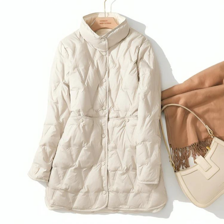 Clemency™ | Women's Longline Quilted Down Coat with Defined Waist
